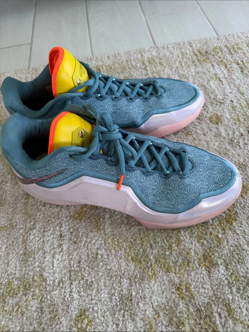 LeBron 23. Men's Low-Top Athletic Sneakers in Teal, Pink and Yellow